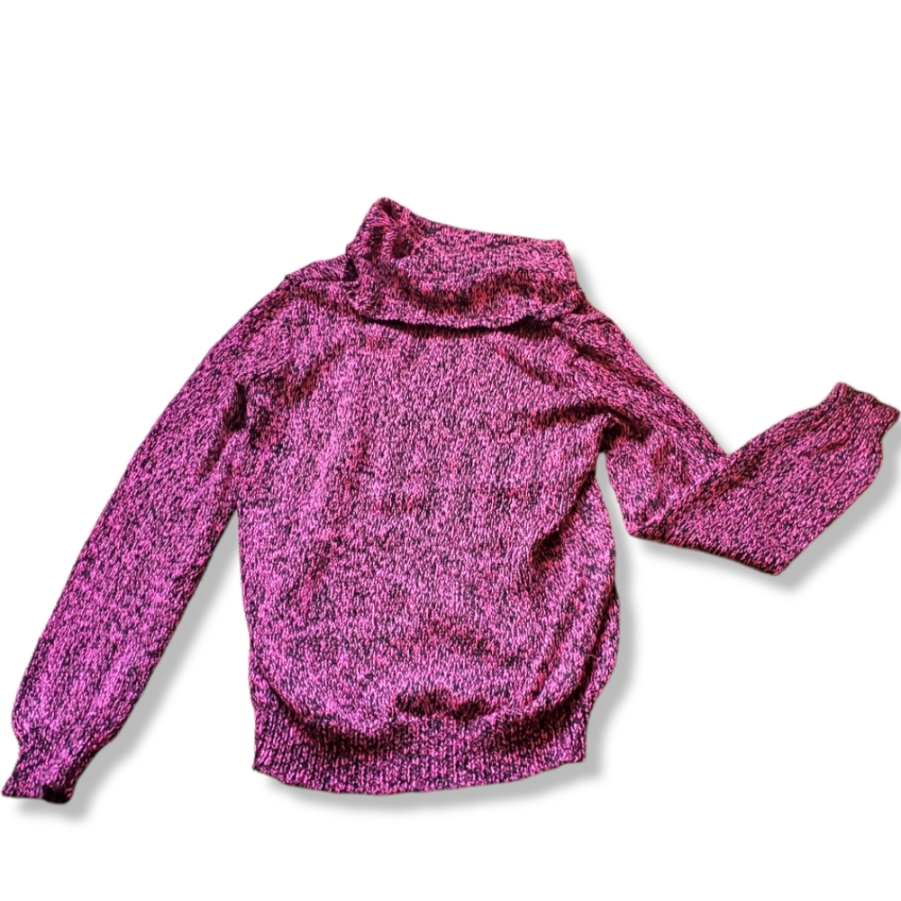 Pink & Black Cowl-neck Sweater
